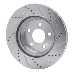 Mercedes-Benz C300 Brake Rotor (1) - Rear Left - R1 Concepts - Drilled & Slotted - Silver - `15-`23